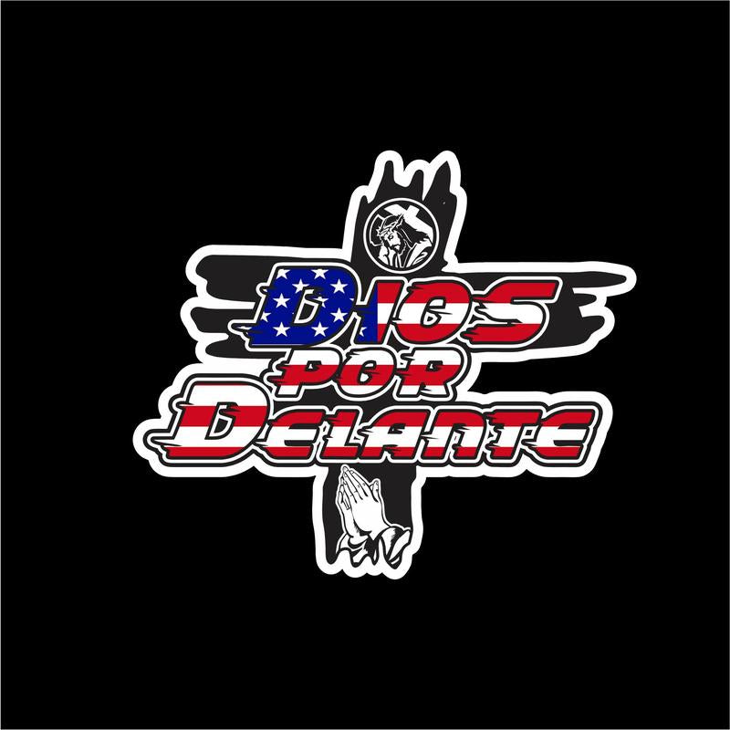 Dios por Delante Sticker – 5 Countries Flag Decal / Calcomanía Religiosa con Banderas de México, Guatemala, Honduras, El Salvador y USA