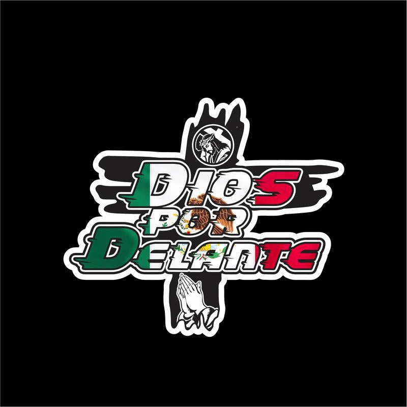 Dios por Delante Sticker – 5 Countries Flag Decal / Calcomanía Religiosa con Banderas de México, Guatemala, Honduras, El Salvador y USA