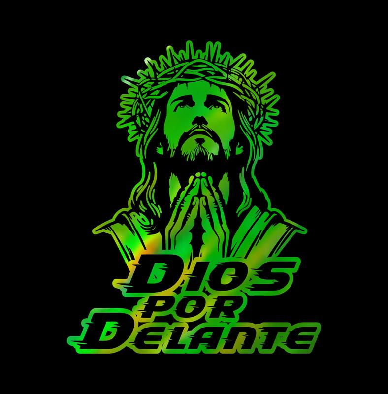 Dios por Delante Holographic Decal – Jesus Prayer Design / Sticker en Vinil con Jesús Orando