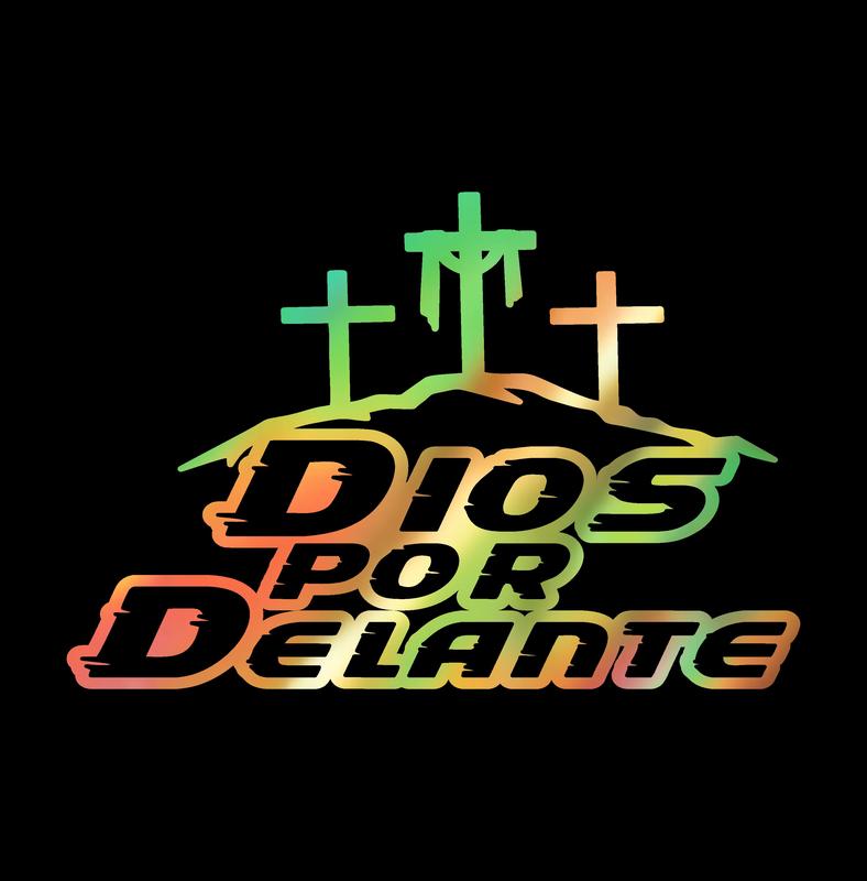 Dios por Delante Sticker – Three Crosses Vinyl Decal / Calcomanía en Vinil con Tres Cruces