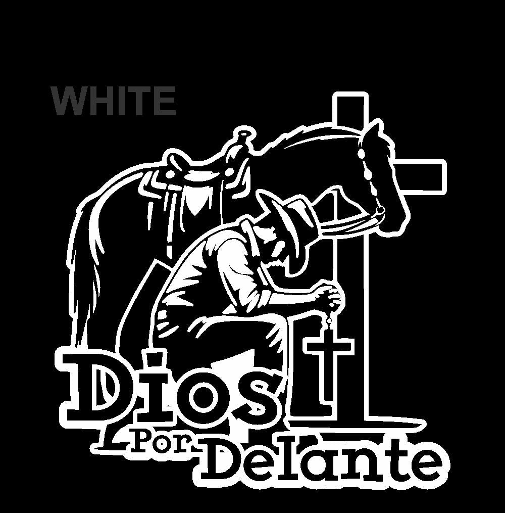 Dios por Delante Cowboy Sticker – Religious Vinyl Decal for Car/Window