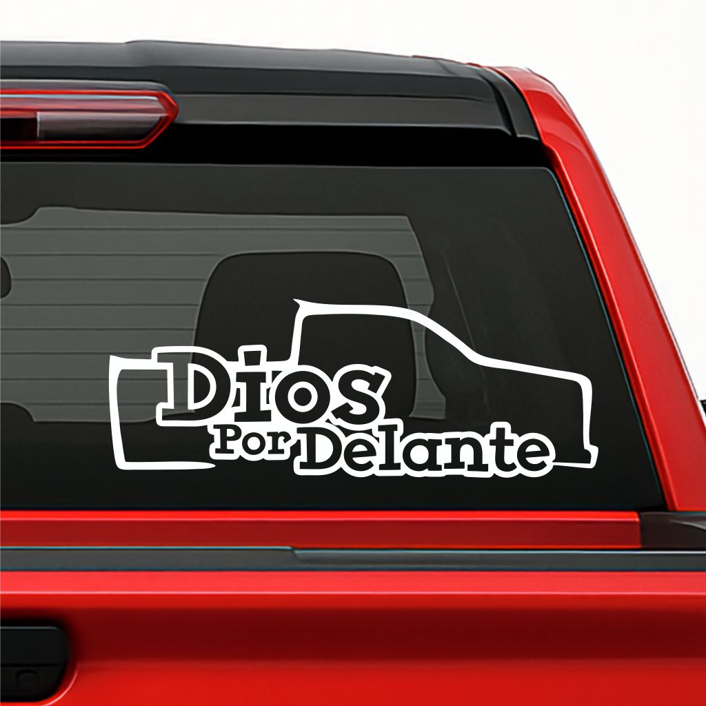 Troka Dios por Delante Sticker / Holographic Truck Decal – Faith Vinyl for Car, Pickup & Window Decoration