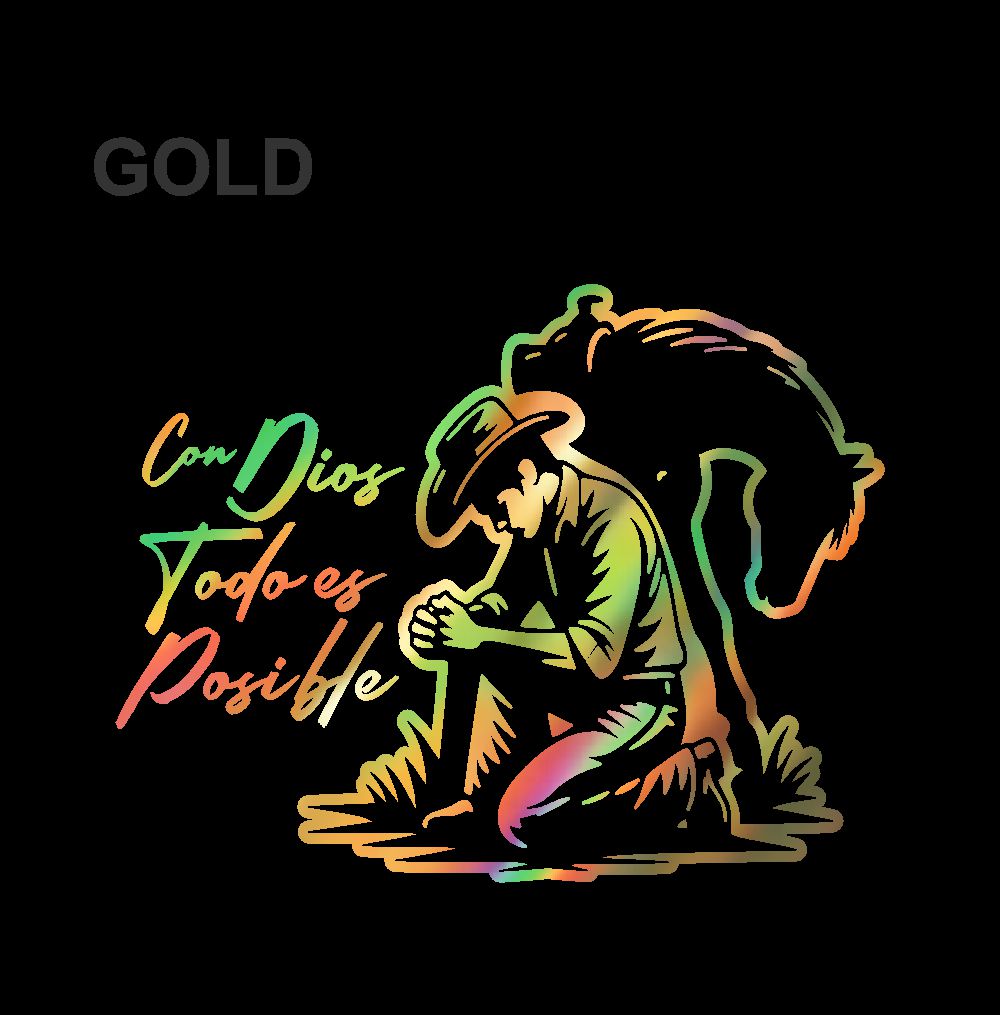 Con Dios Todo es Posible Holographic Sticker – Cowboy Prayer Vinyl Decal / Calcomanía Vaquero Religiosa Hombre en Vinil
