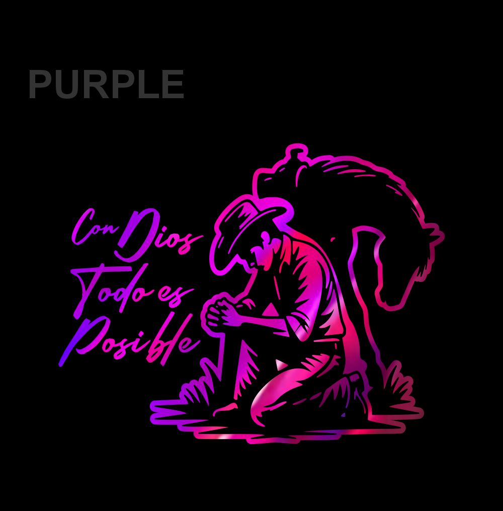 Con Dios Todo es Posible Holographic Sticker – Cowboy Prayer Vinyl Decal / Calcomanía Vaquero Religiosa Hombre en Vinil
