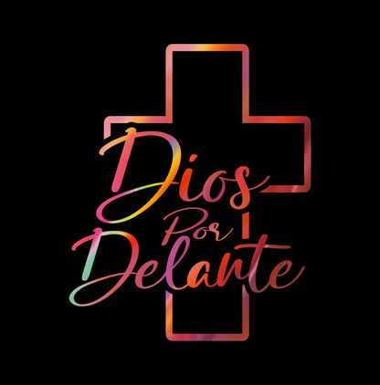 Dios por Delante Vinyl Decal – Cross Outline Design / Sticker en Vinil con Cruz Minimalista