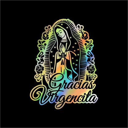 Gracias Virgencita Sticker – Virgen de Guadalupe Vinyl Decal for Cars, Laptops & Home Decoration