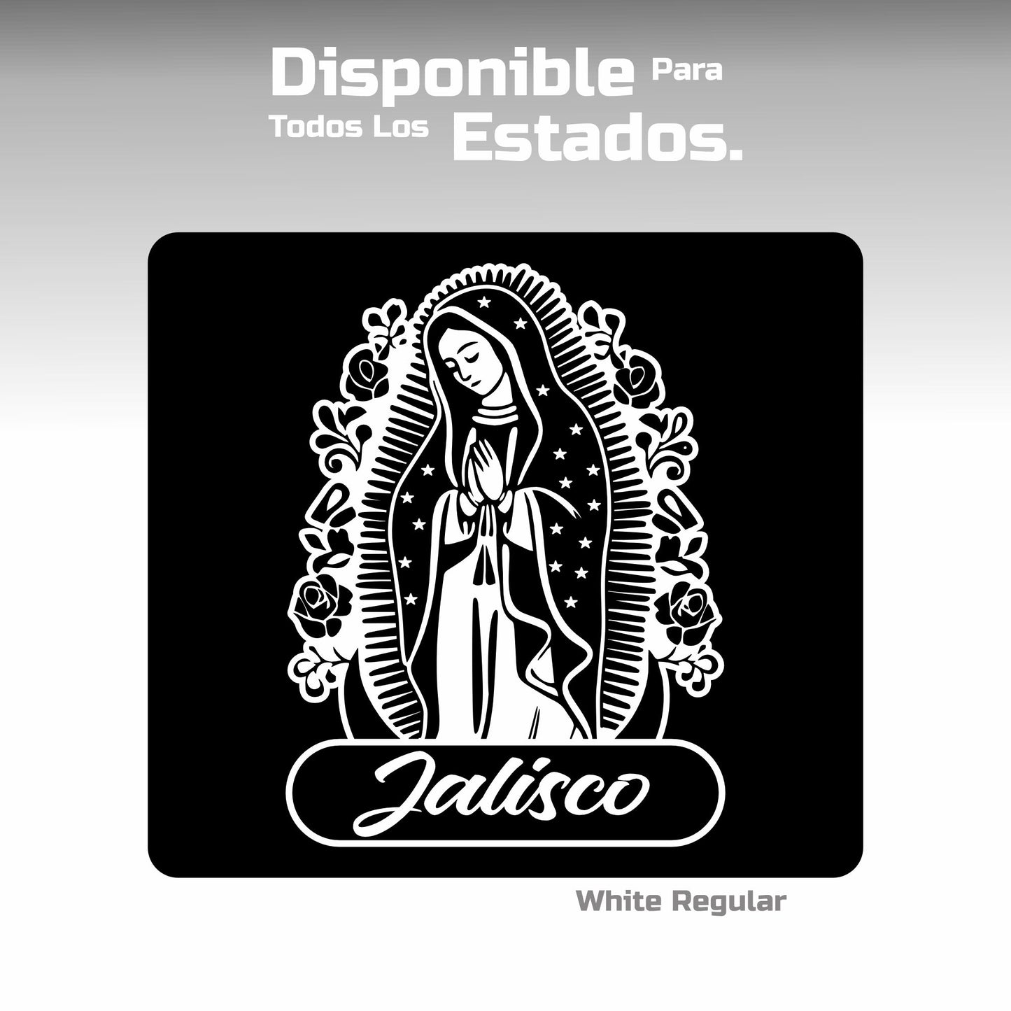 Virgen de Guadalupe con los estados de México Decals Sticker