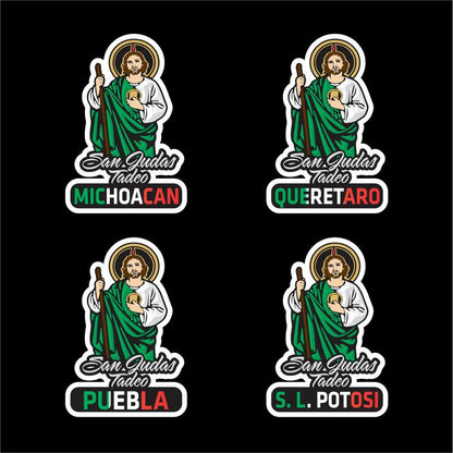 San Judas Tadeo Printed Decal – Personalized Mexican State / Sticker Impreso con Estados y Colores de la Bandera