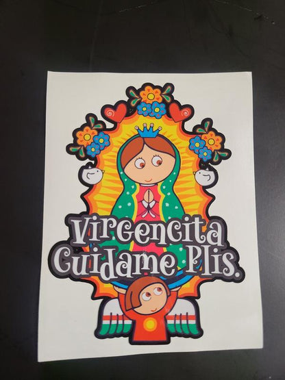 Virgencita Cuídame Plis Sticker / Cute Virgen de Guadalupe Decal – Religious Car & Laptop Decoration