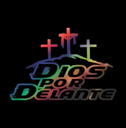 Dios por Delante Sticker – Three Crosses Vinyl Decal / Calcomanía en Vinil con Tres Cruces