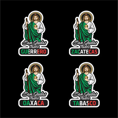 San Judas Tadeo Printed Decal – Personalized Mexican State / Sticker Impreso con Estados y Colores de la Bandera