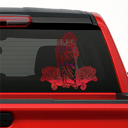 San Judas Tadeo Holographic Decal – Religious Catholic Vinyl Sticker for Vehicles
