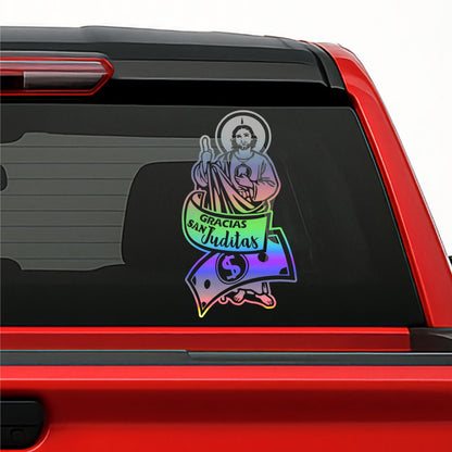 San Judas Tadeo Money Sticker – Saint Jude Prosperity Vinyl Decal for Cars & Trucks