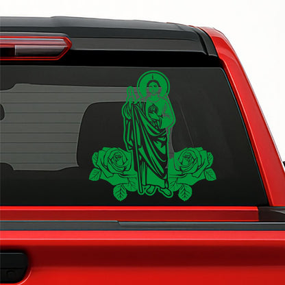 San Judas Tadeo Holographic Decal – Religious Catholic Vinyl Sticker for Vehicles