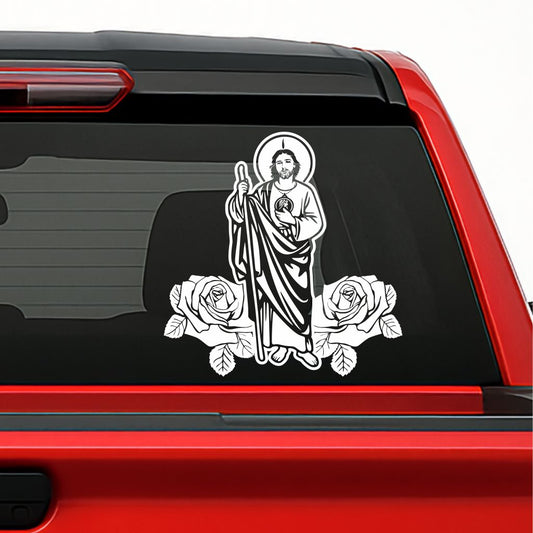 San Judas Tadeo Holographic Decal – Religious Catholic Vinyl Sticker for Vehicles