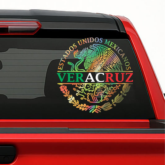 Mexico Coat of Arms Holographic Decal – Custom State / Escudo de México en Vinil Personalizado con Estados
