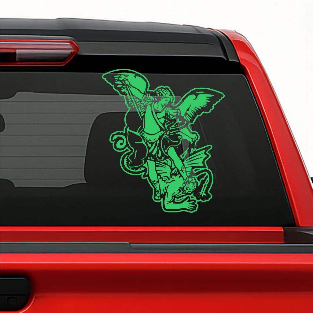 San Miguel Arcángel Holographic Decal – Saint Michael Archangel Vinyl Sticker for Cars & Windows