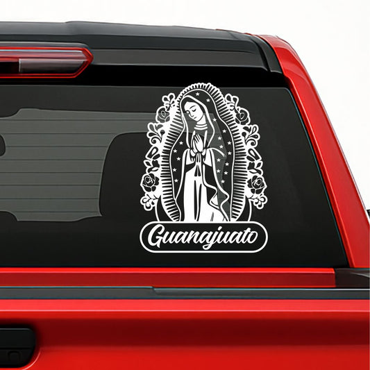 Virgen de Guadalupe Holographic Decal – Personalized with Any Mexican State / Sticker Personalizado con Estados de México