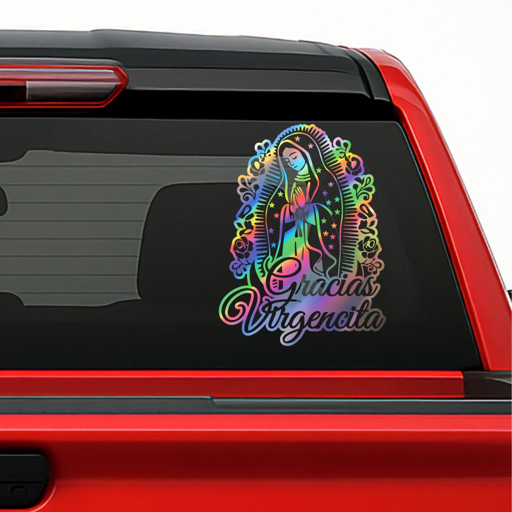 Gracias Virgencita Sticker – Virgen de Guadalupe Vinyl Decal for Cars, Laptops & Home Decoration