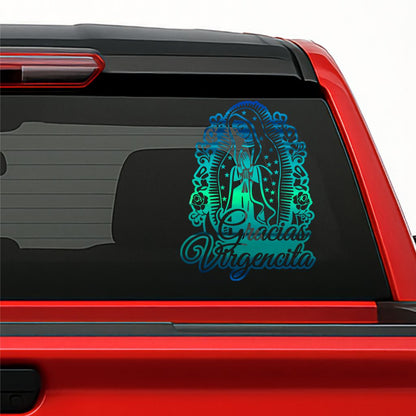 Gracias Virgencita Sticker – Virgen de Guadalupe Vinyl Decal for Cars, Laptops & Home Decoration