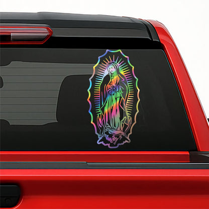 Our Lady of Guadalupe Holographic Car Decal – Religious Vinyl Sticker for Vehicles & Windows