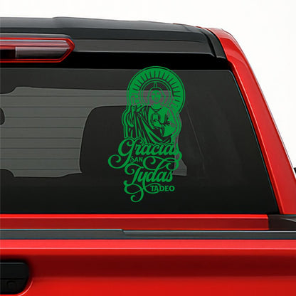 San Judas Tadeo Car Decal – Gracias San Judas Vinyl Sticker for Cars, Trucks & Windows