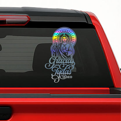 San Judas Tadeo Car Decal – Gracias San Judas Vinyl Sticker for Cars, Trucks & Windows