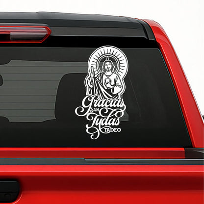 San Judas Tadeo Car Decal – Gracias San Judas Vinyl Sticker for Cars, Trucks & Windows