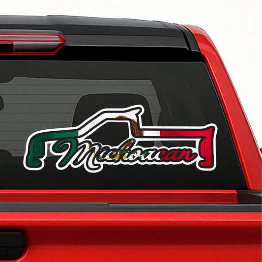 Truck Silhouette Printed Decal – Mexican Flag Colors / Sticker de Troca Impreso con Estados de México