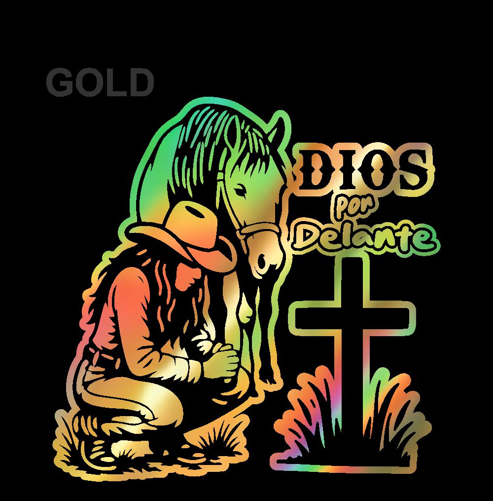 Dios por Delante Sticker – Cowgirl & Cross Vinyl Decal / Calcomanía Vaquera Religiosa en Vinil