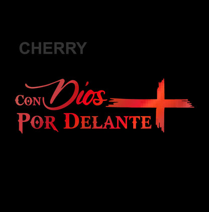 Con Dios por Delante Holographic Sticker – Cross Vinyl Decal / Calcomanía en Vinil con Cruz y Frase Religiosa