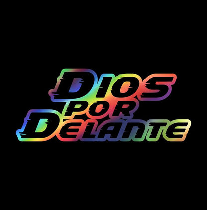 Dios por Delante Sticker – Bold Vinyl Decal / Calcomanía en Vinil Texto Grande