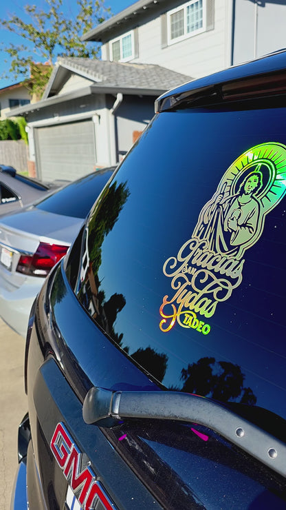San Judas Tadeo Car Decal – Gracias San Judas Vinyl Sticker for Cars, Trucks & Windows