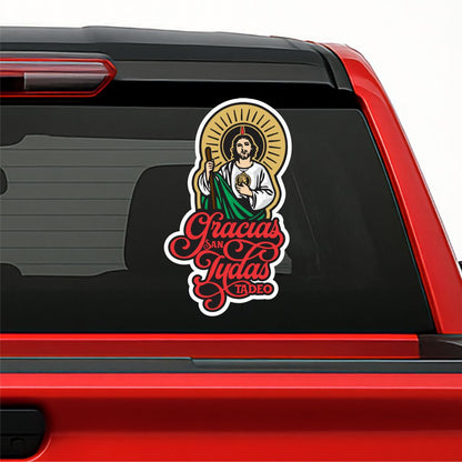 San Judas Tadeo Printed Decal – Gracias Design / Sticker Impreso con Frase “Gracias San Judas