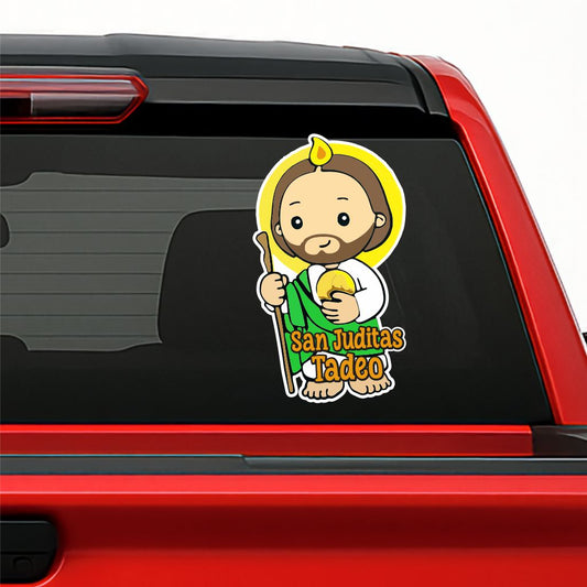 San Judas Tadeo Cartoon Decal – Cute Printed Sticker / San Juditas en Caricatura Impreso en Vinil